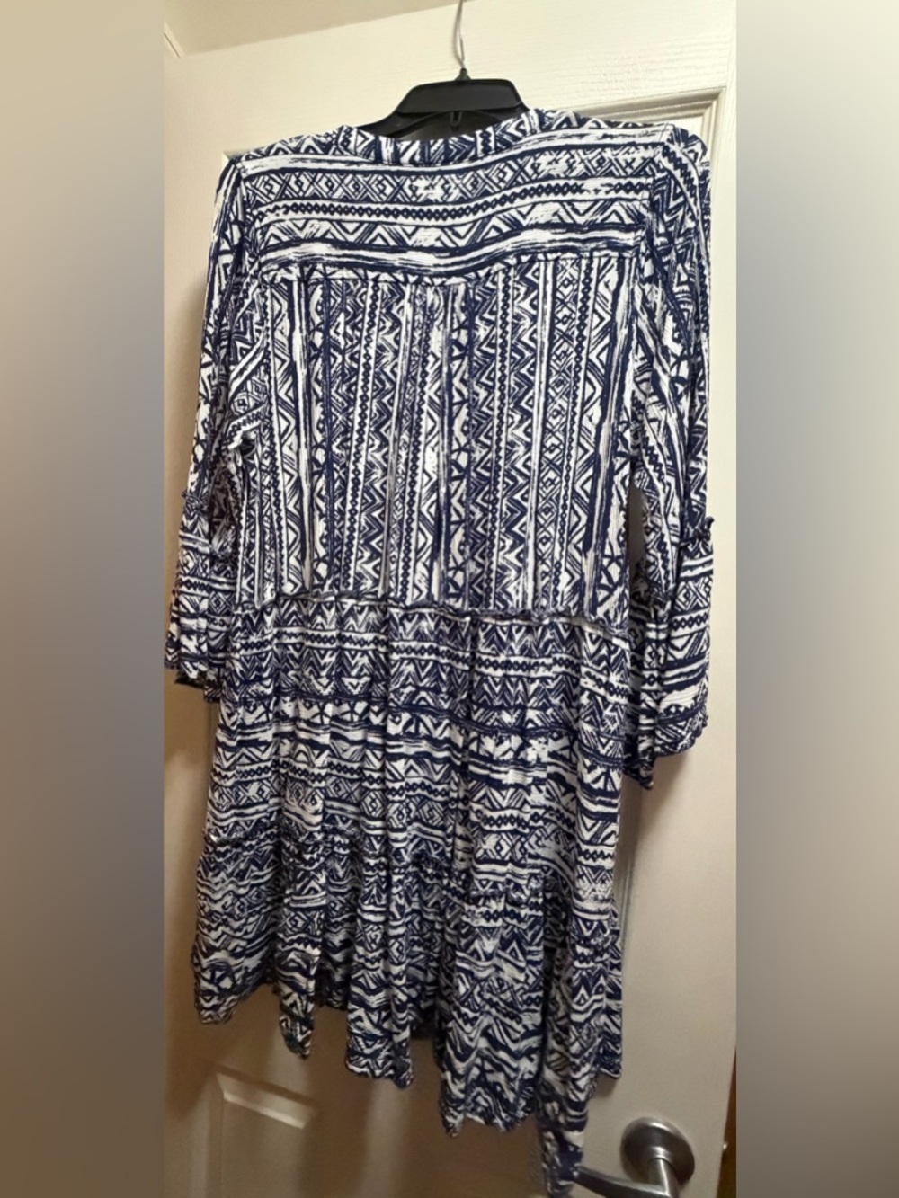 NWOT Navy and White Boho Printed Tunic Dress - Picture 3 of 3